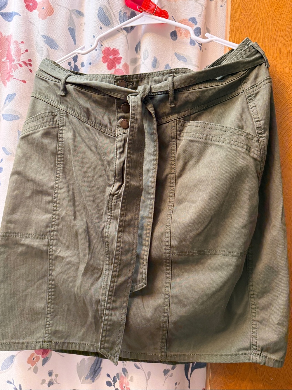 Knox Rose Olive Green Mini Skirt with Self Tie